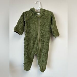 kate quinn olive green plush zip one-piece